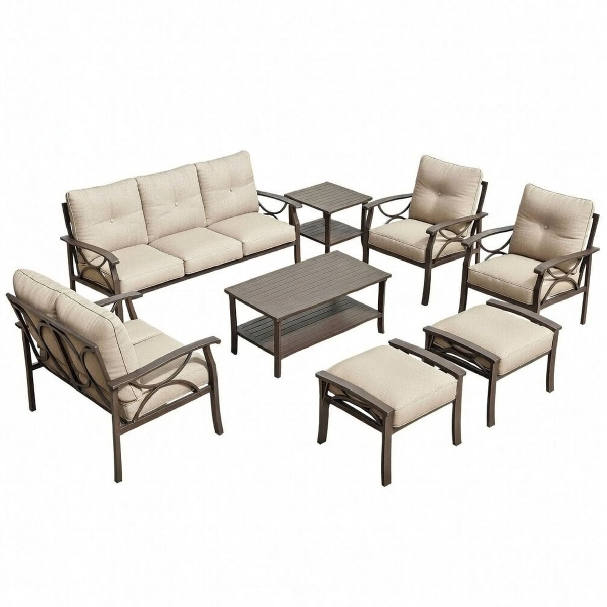Patio Furniture Set with Coffee Table and Cushions for Backyard