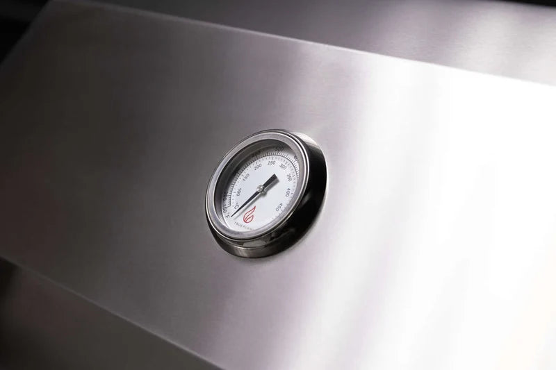 Stainless steel hood thermometer on TrueFlame 40-Inch outdoor gas grill