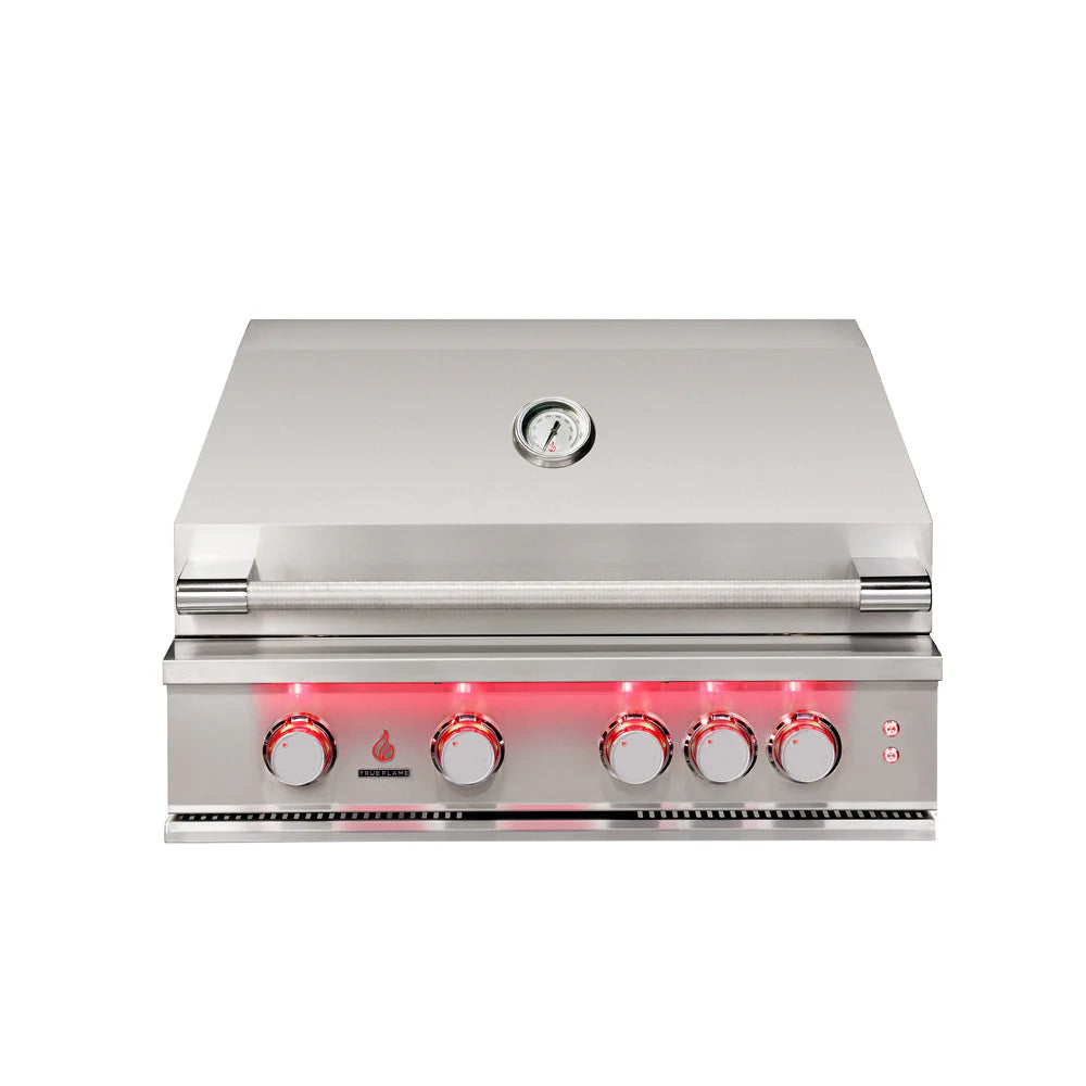 TrueFlame 32-Inch 4-Burner Built-In Gas Grill with premium #304 stainless steel construction
