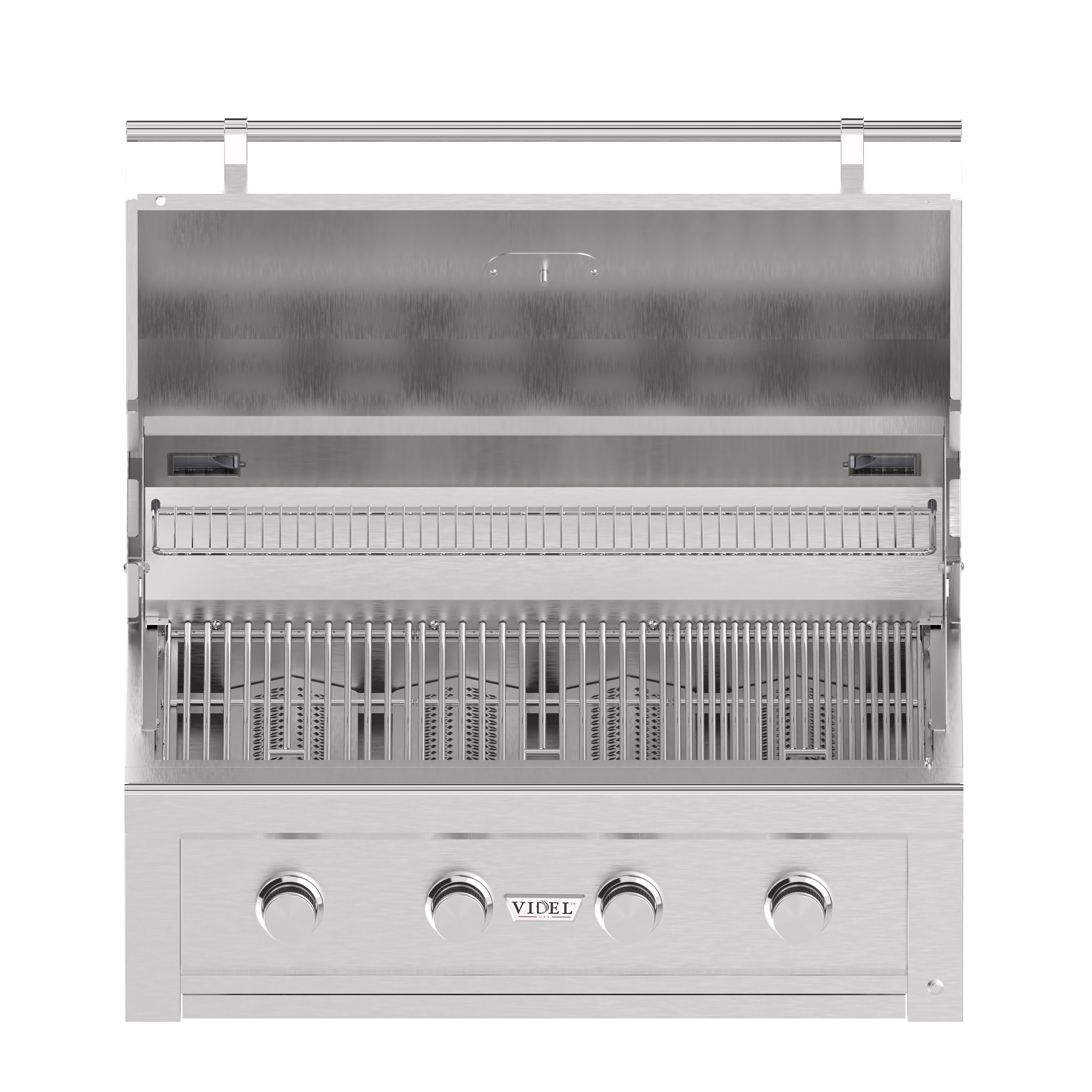 Cooking surface of Videl Gran Fuego 42-inch gas grill with heavy-duty stainless steel grates