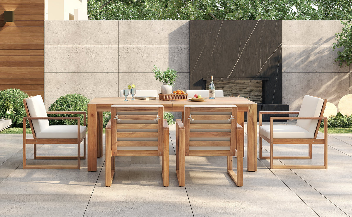 TREXM Patio Table and Chairs Set, 7-Piece Outdoor Dining Set for 6