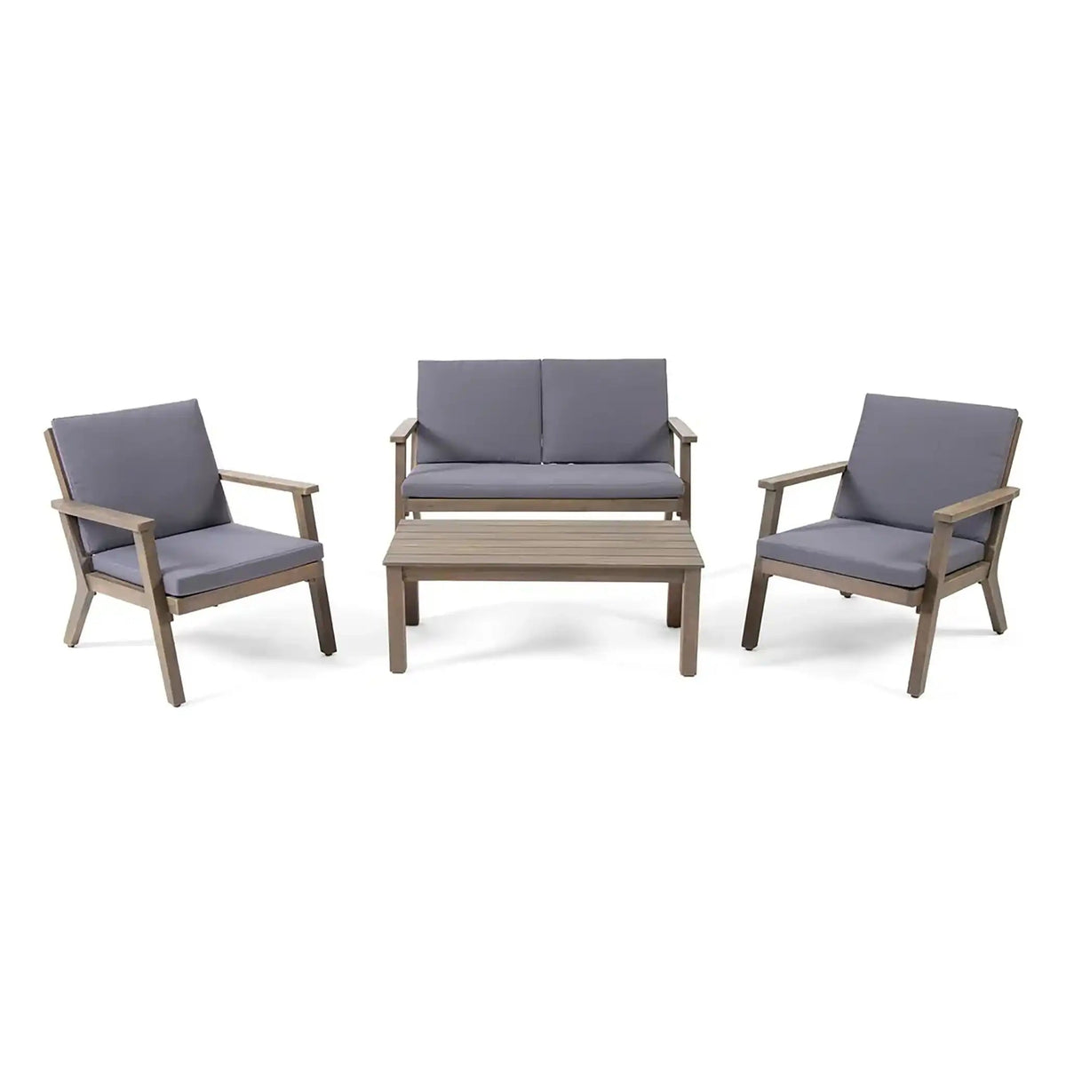Avacyn Outdoor Acacia Wood 4-Seater Chat Set with Cushions