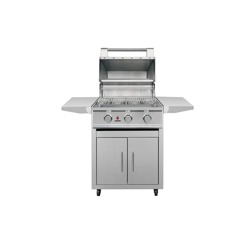 TrueFlame Deluxe Grill Cart with 25-inch grill and hood open