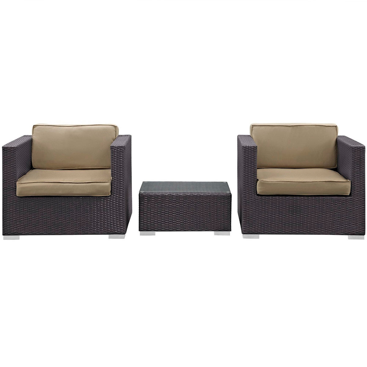 Burrow 3 Piece Outdoor Patio Sofa Set by Modway