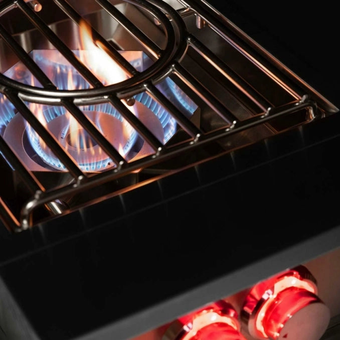 TrueFlame outdoor power burner with dual ring burners producing 60,000 BTUs of cooking power