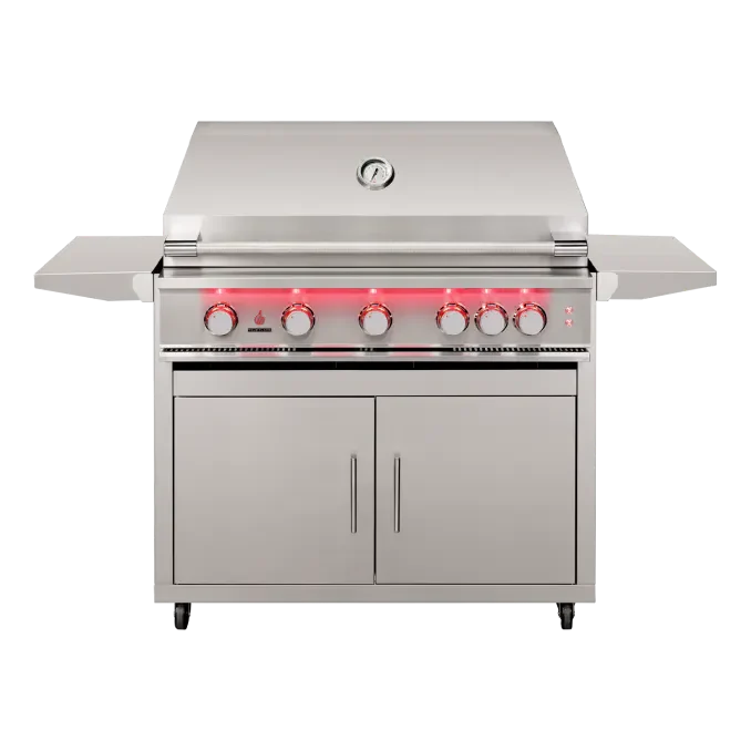 TrueFlame 40-Inch 5 burner freestanding gas grill with stainless steel cart