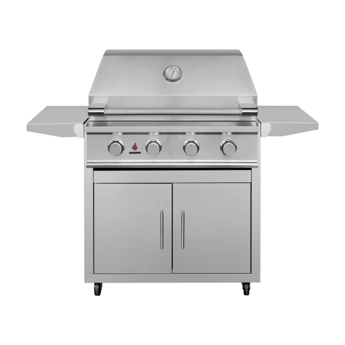 TrueFlame TFE 32-Inch 4 Burner Freestanding Gas Grill with stainless steel cart – TFE32+CART-TF-32DC