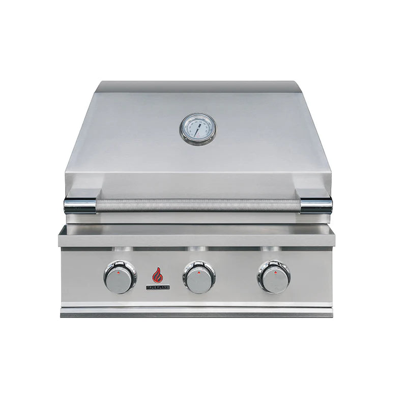 25-inch 3 burner built-in gas grill with hood closed by TrueFlame