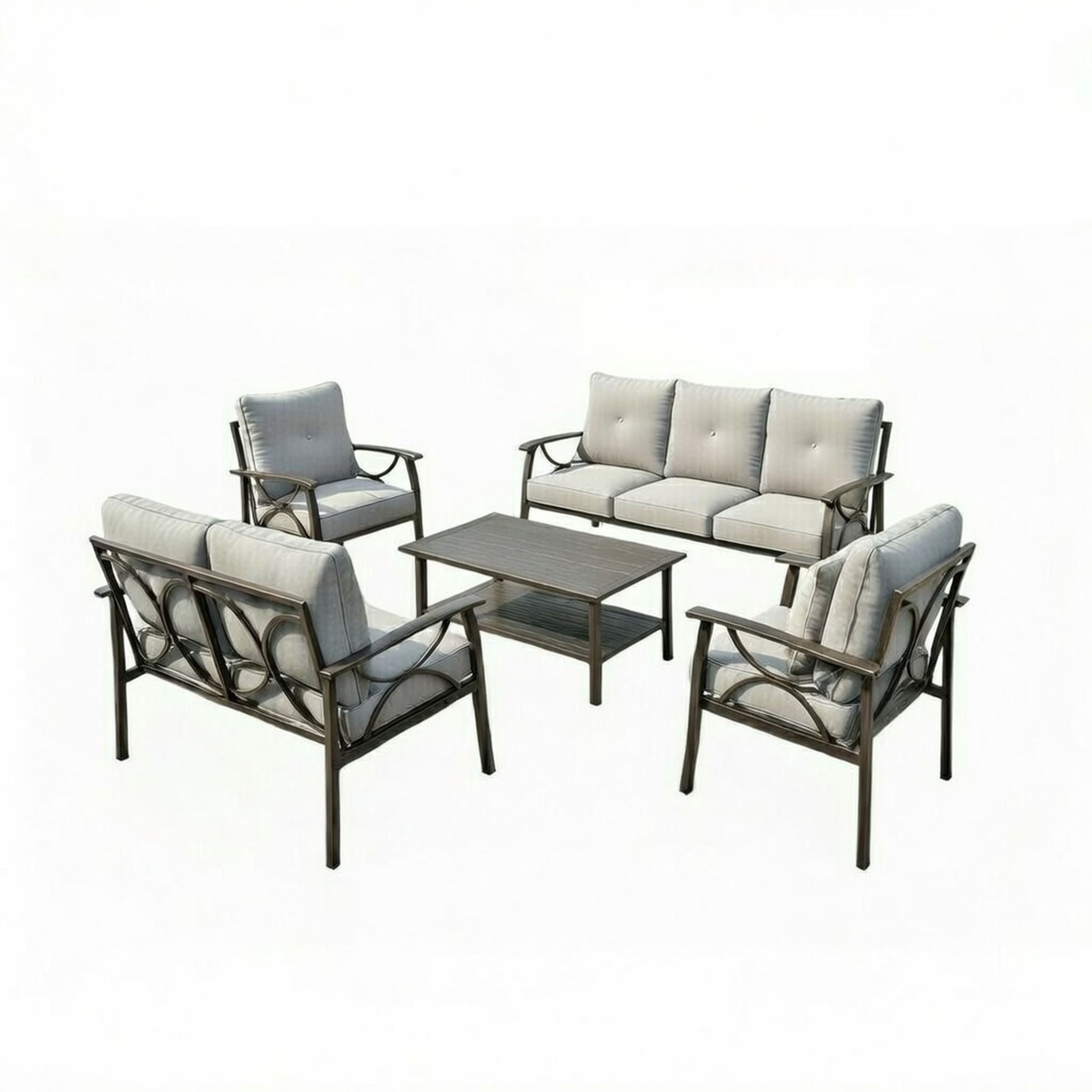 Patio Furniture Set with Coffee Table and Cushions for Backyard