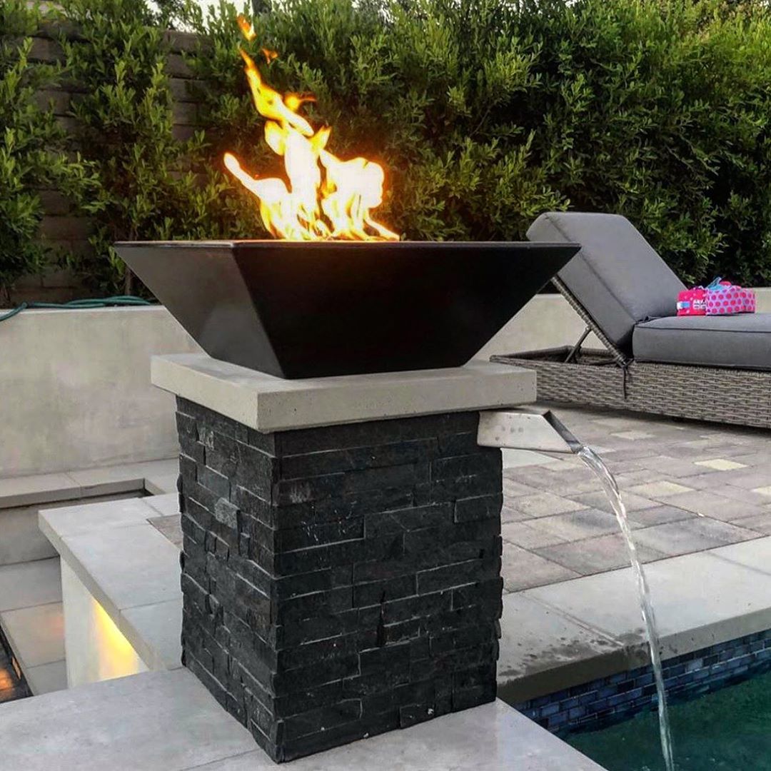The Outdoor Plus Maya Fire Bowl – Square GFRC Gas Fire Bowl