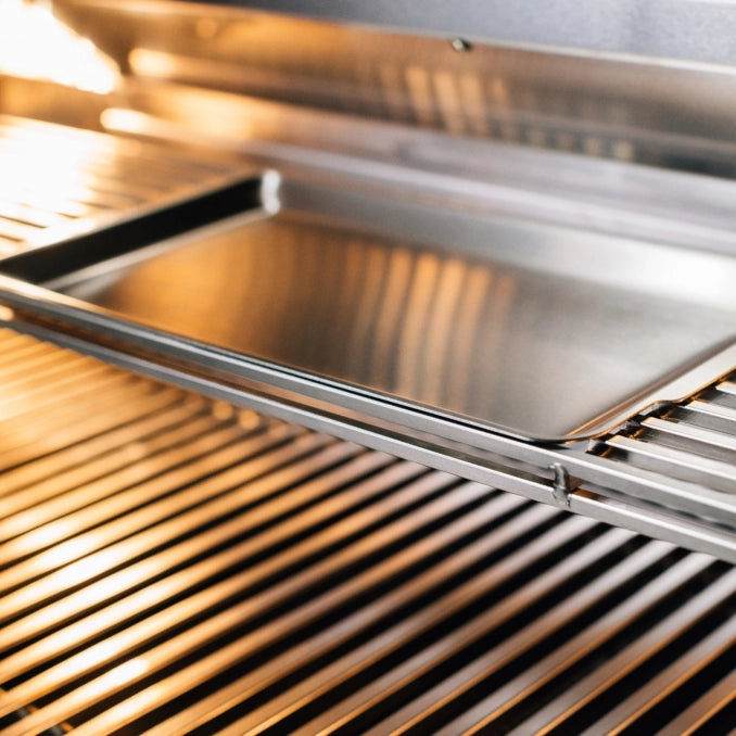 TrueFlame 32-inch grill removable warming rack cooking tray over stainless steel grates