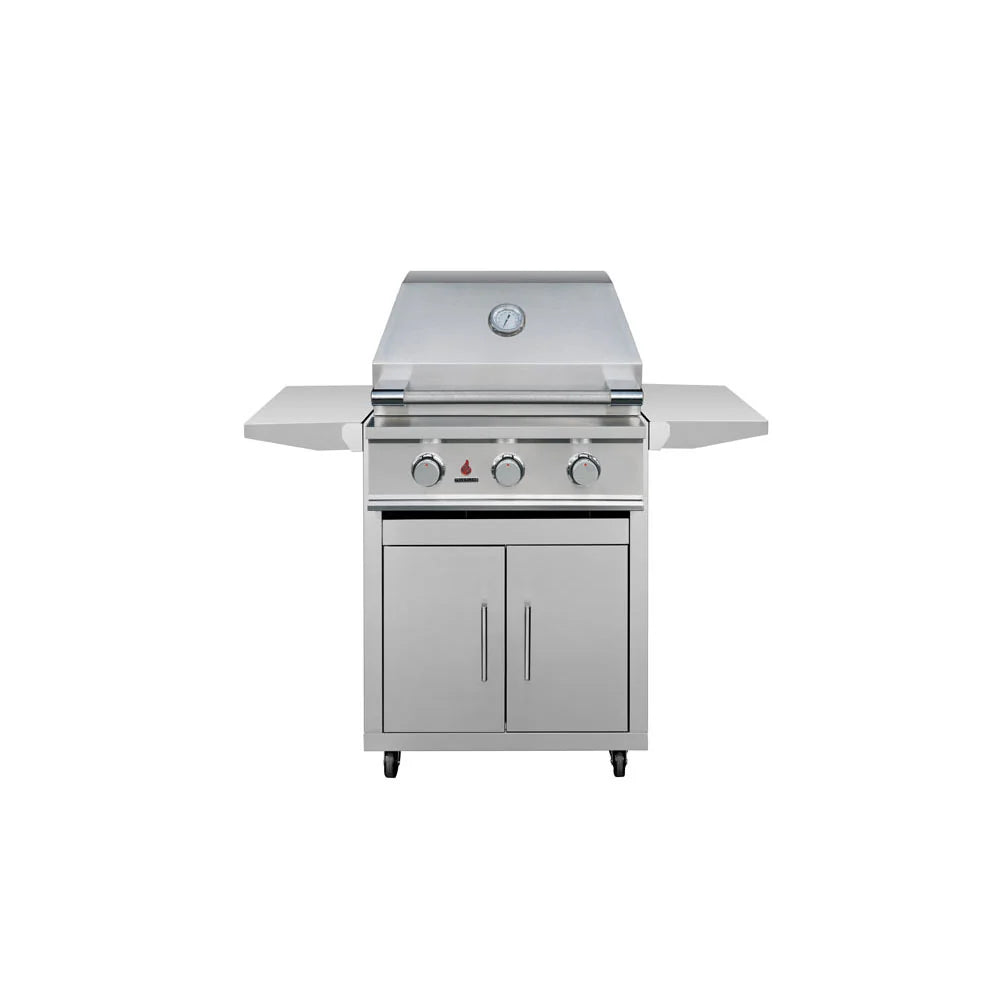 TrueFlame Deluxe Freestanding Grill Cart with 25-inch gas grill closed