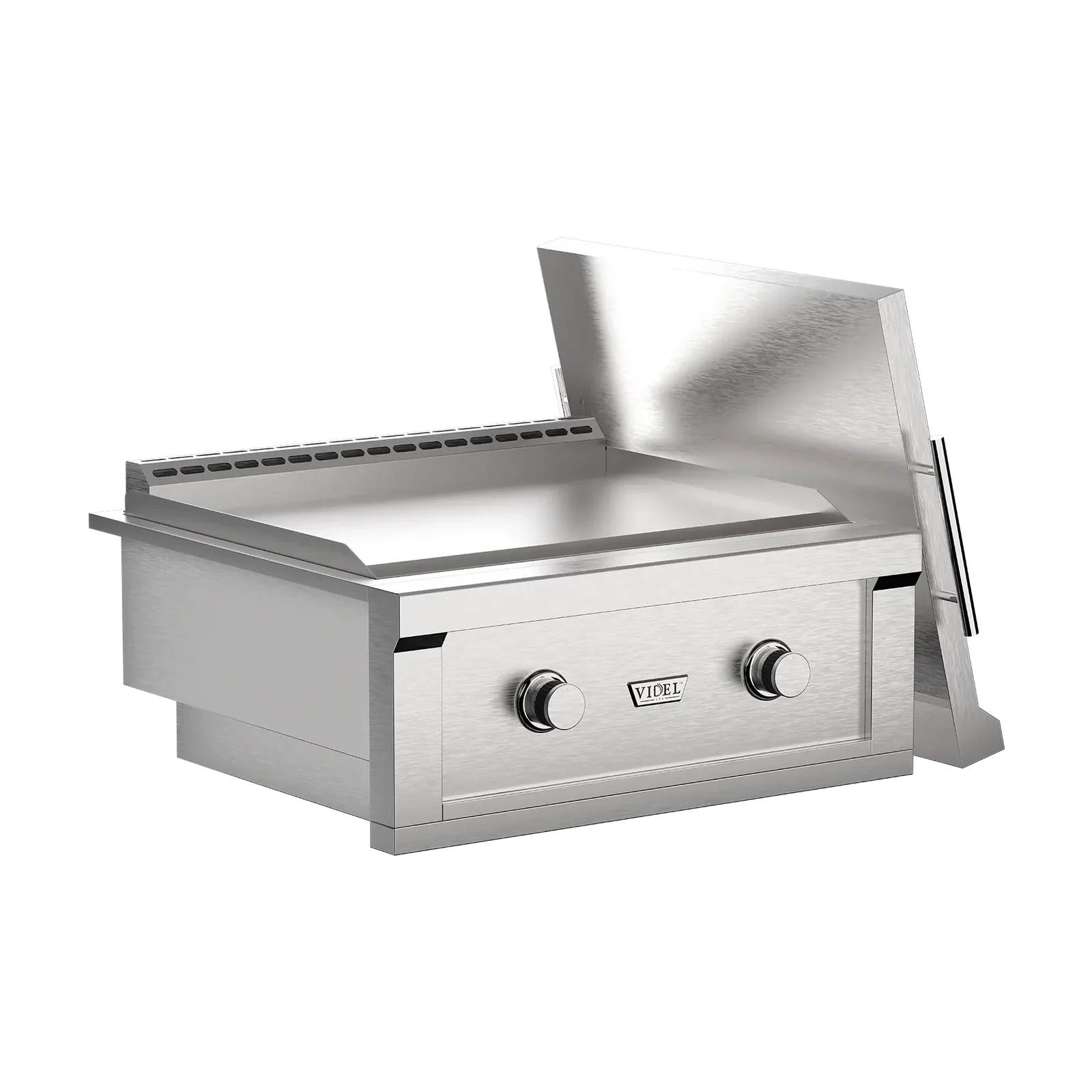 Videl USA Gran Plancha I built-in gas griddle with cover open