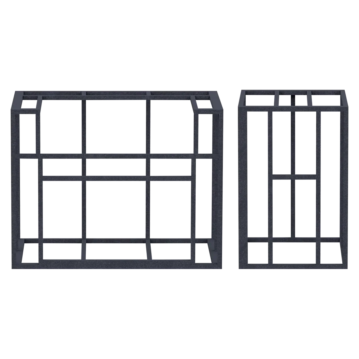 Outdoor BBQ island frame with modular knock-down construction