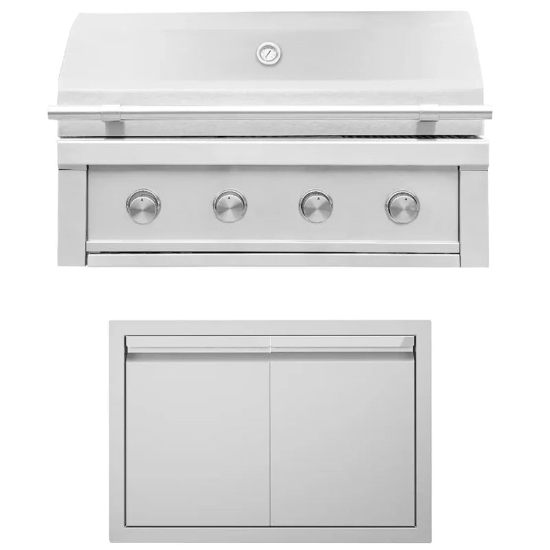 Videl USA Gran Fuego built-in gas grill with stainless steel storage doors below